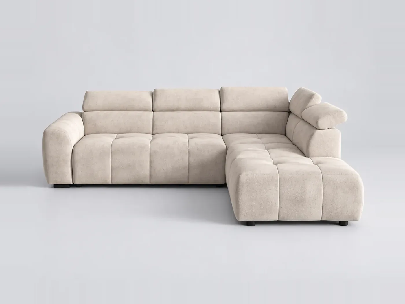 Canapé Moby Conforama, 5 places d'angle convertible, coloris beige