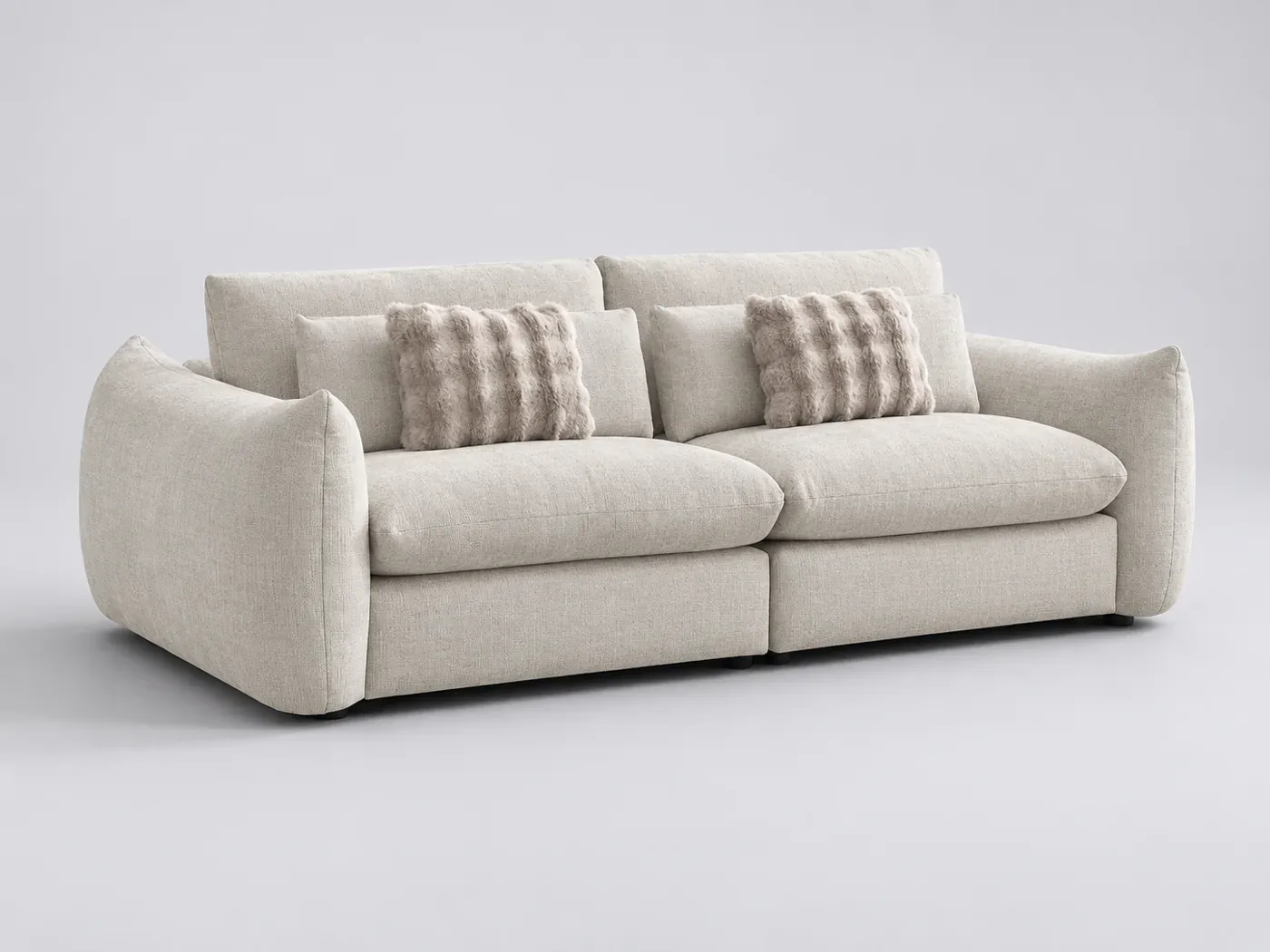 Canapé Eugene Conforama, 3 places droit fixe, coloris beige