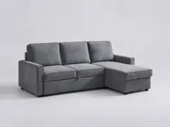 Canapé Lurkey Conforama, 4 places d'angle convertible, coloris gris