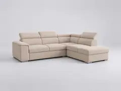 Canapé Beverly Conforama, 4 places d'angle convertible, coloris beige