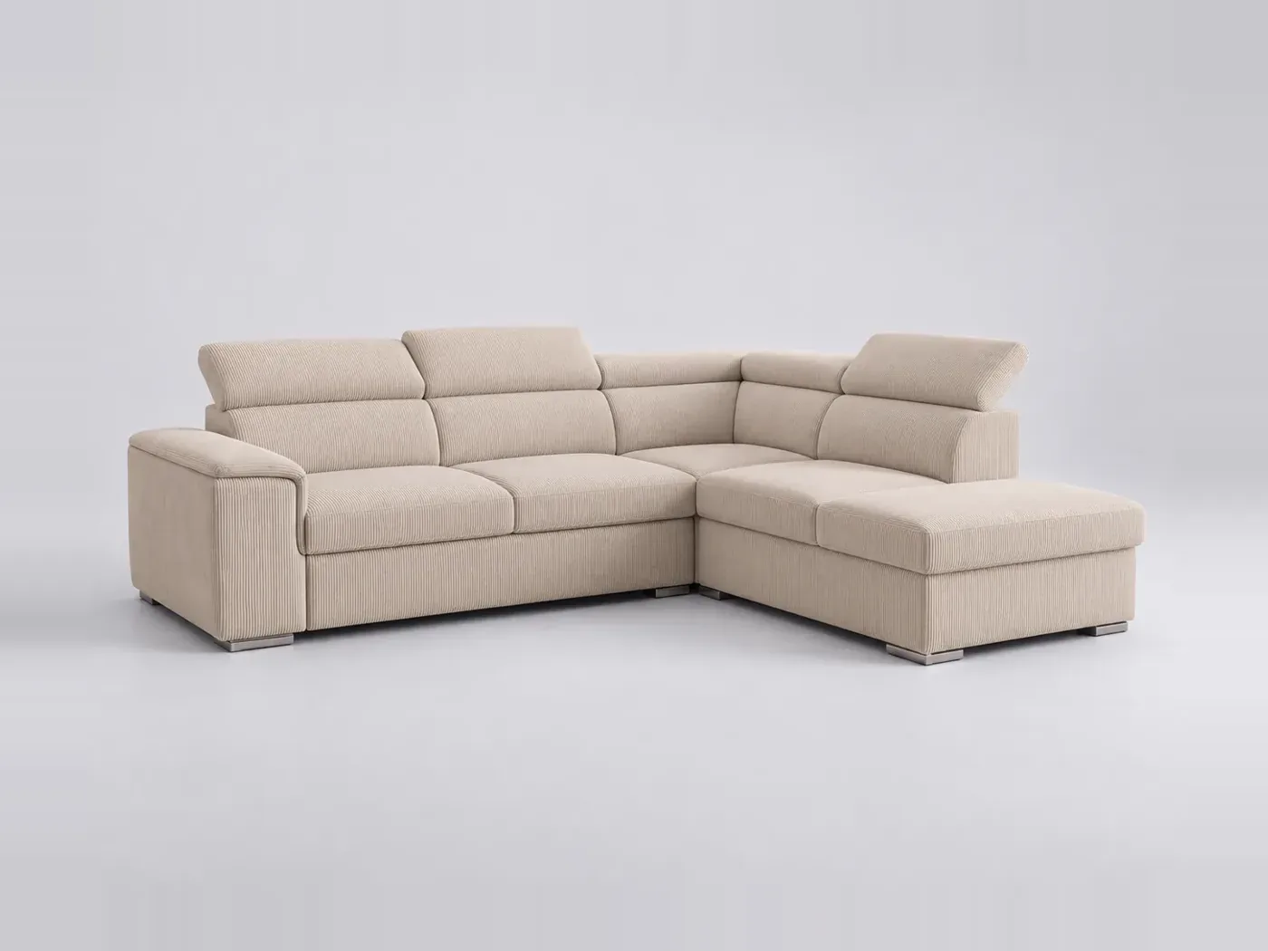 Canapé Beverly Conforama, 4 places d'angle convertible, coloris pearl (beige)