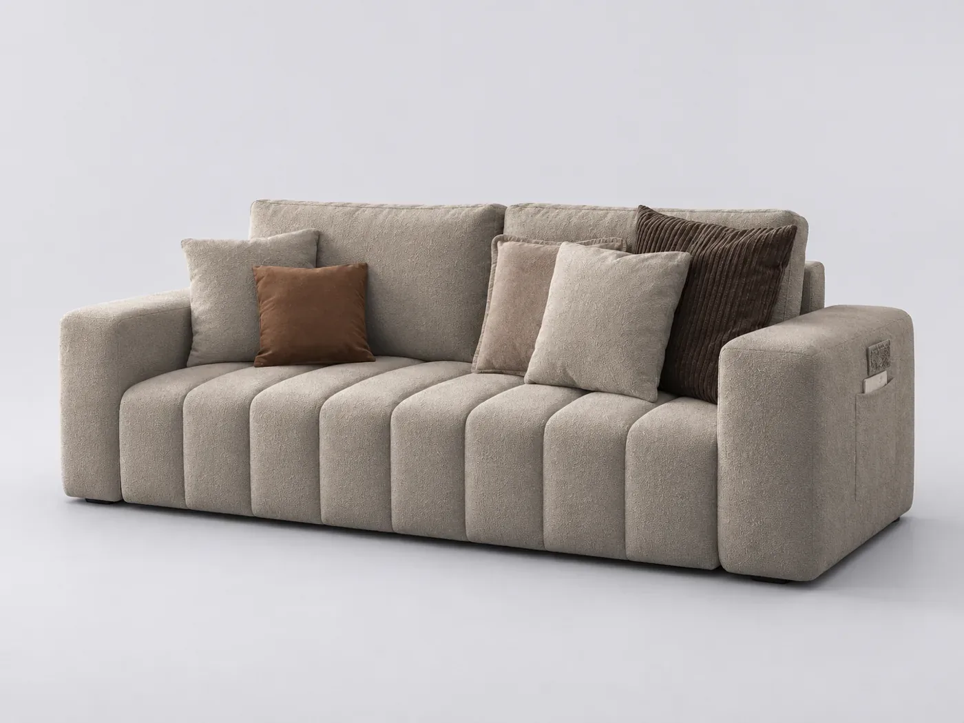 Canapé Maxence Conforama, 3 places droit convertible, coloris taupe