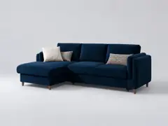 Canapé Brooke Maisons du Monde, 4 places d'angle fixe, velours, coloris bleu nuit