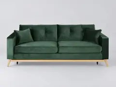Canapé Brooke Maisons du Monde, 3 places droit convertible, velours, coloris vert