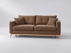 Canapé Brooke Maisons du Monde, 3 places droit fixe, velours côtelé, coloris vert kaki
