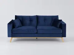 Canapé Brooke Maisons du Monde, 3 places droit fixe, velours, coloris bleu