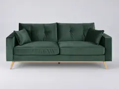 Canapé Brooke Maisons du Monde, 3 places droit fixe, velours, coloris vert