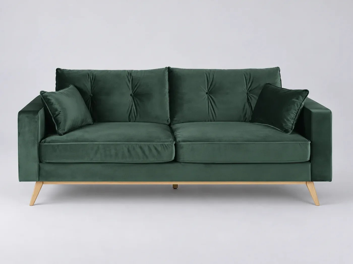 Canapé Brooke Maisons du Monde, 3 places droit fixe, velours, coloris vert