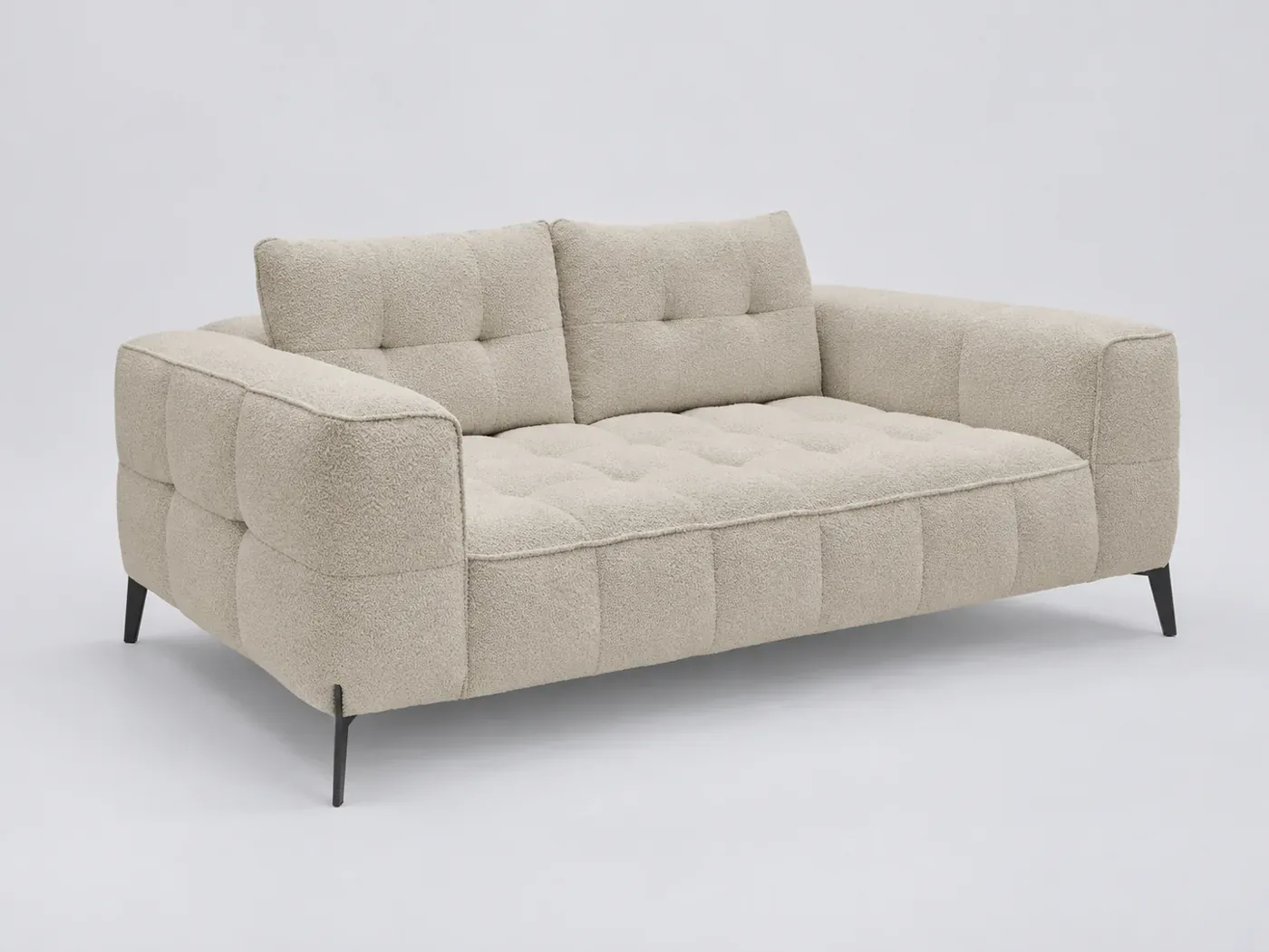 Canapé Anis Bobochic, 2 places droit fixe, bouclette, coloris beige