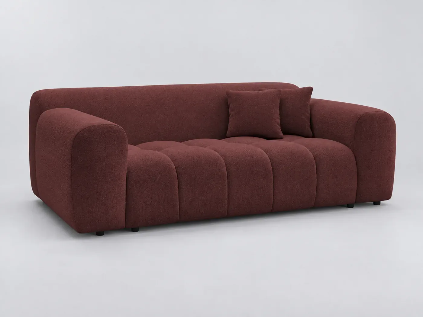 Canapé Melisse Bobochic, 2 places droit fixe, tissu chiné, coloris rouge