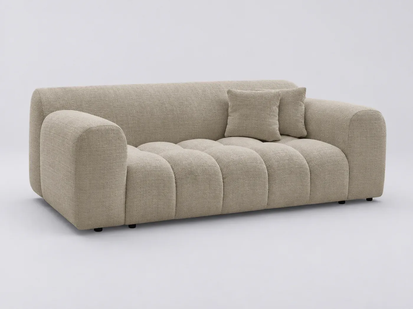 Canapé Melisse Bobochic, 2 places droit fixe, tissu texturé, coloris beige