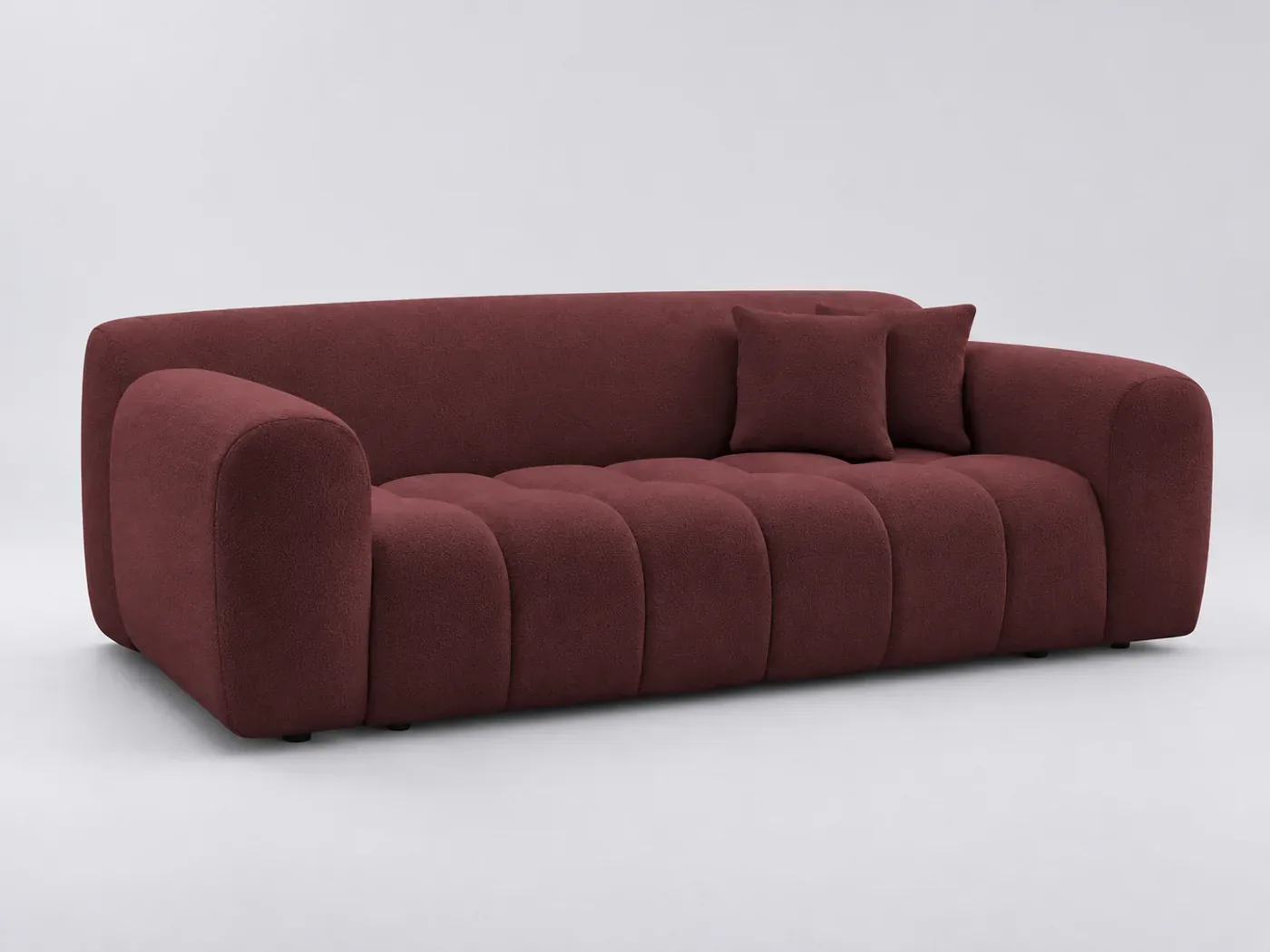 Canapé Melisse Bobochic, 3 places droit fixe, tissu chiné, coloris rouge