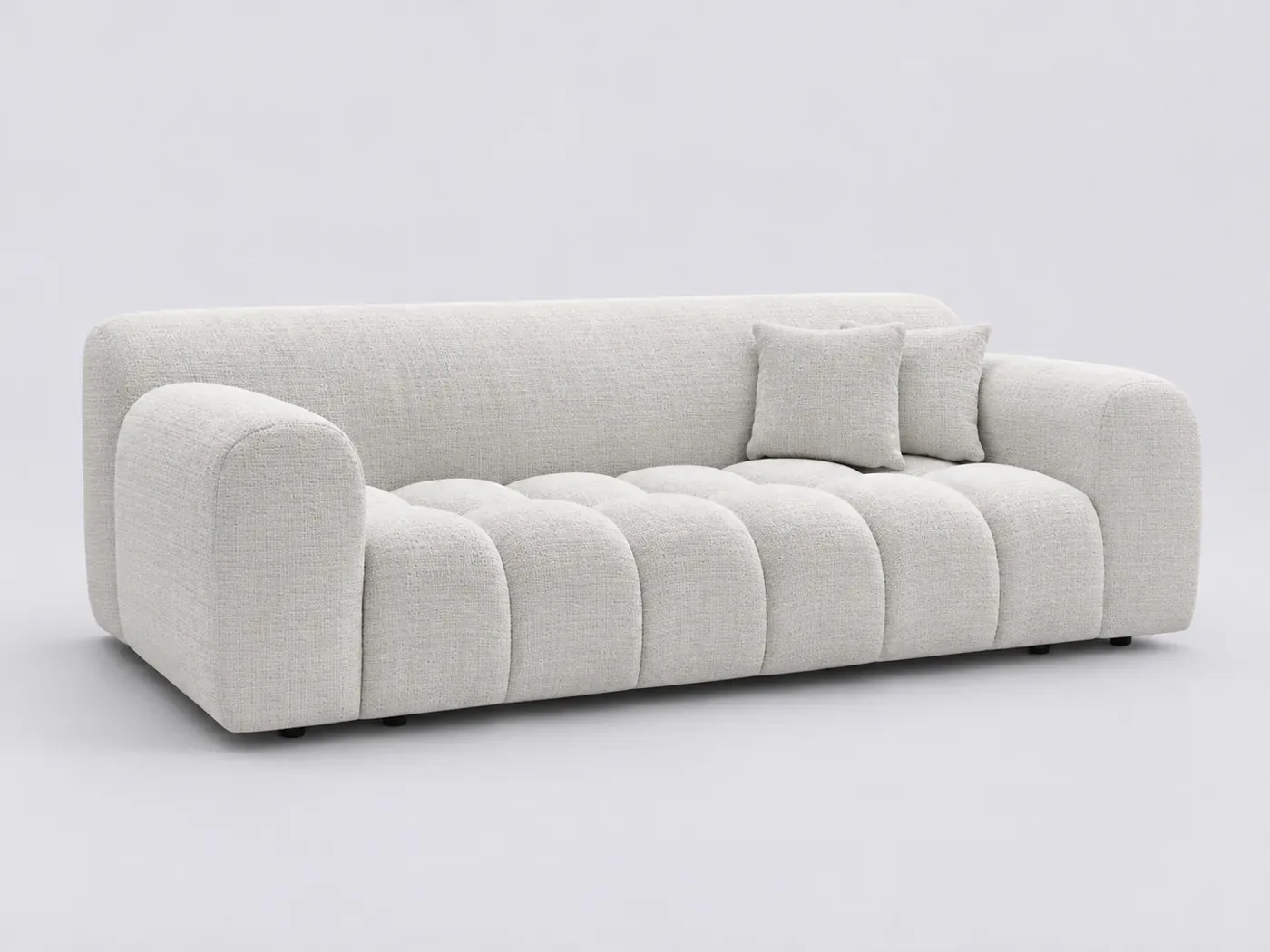 Canapé Melisse Bobochic, 3 places droit fixe, tissu texturé, coloris blanc