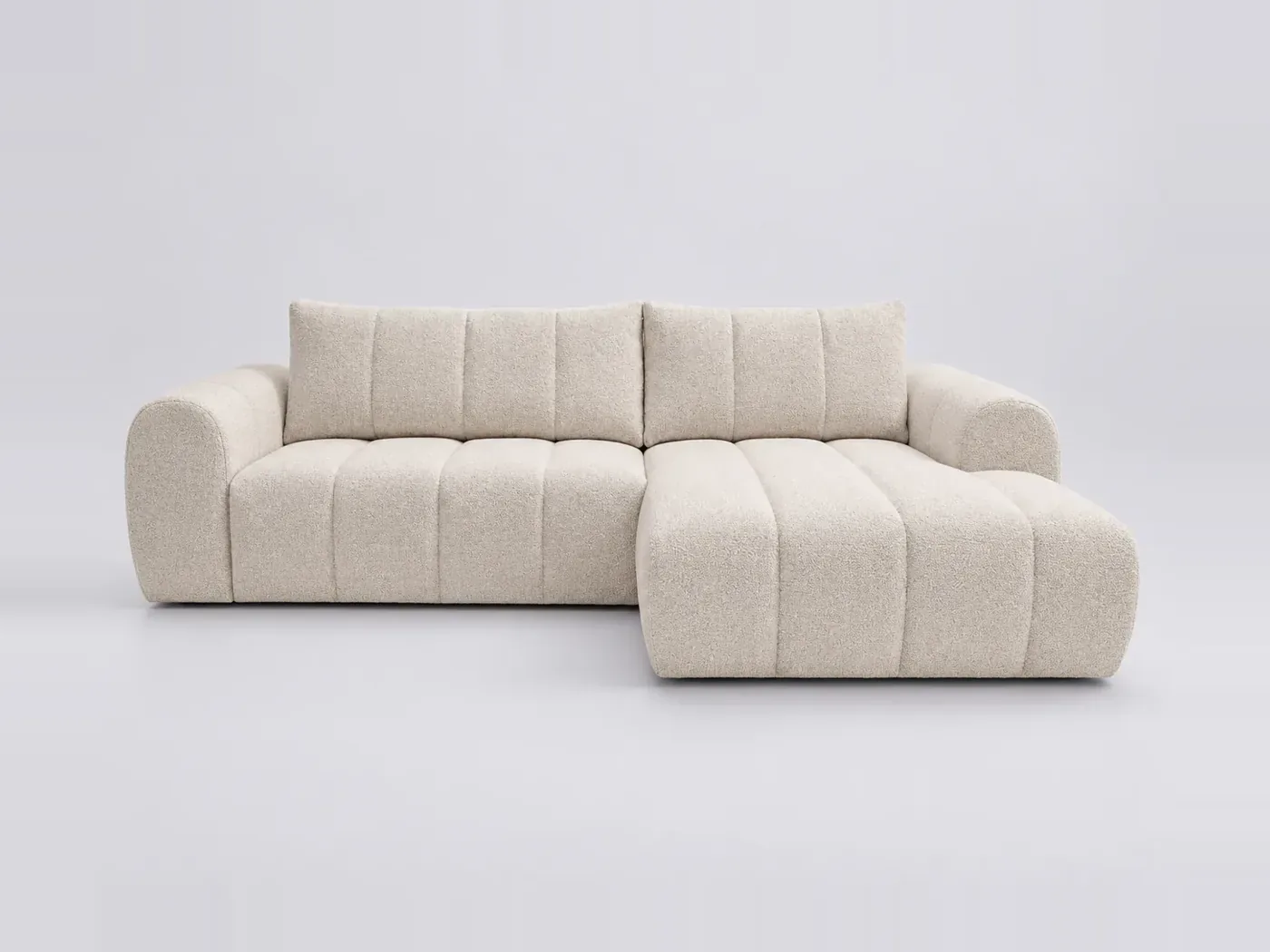 Canapé Nesty Bobochic, 3 places d'angle fixe, coloris beige