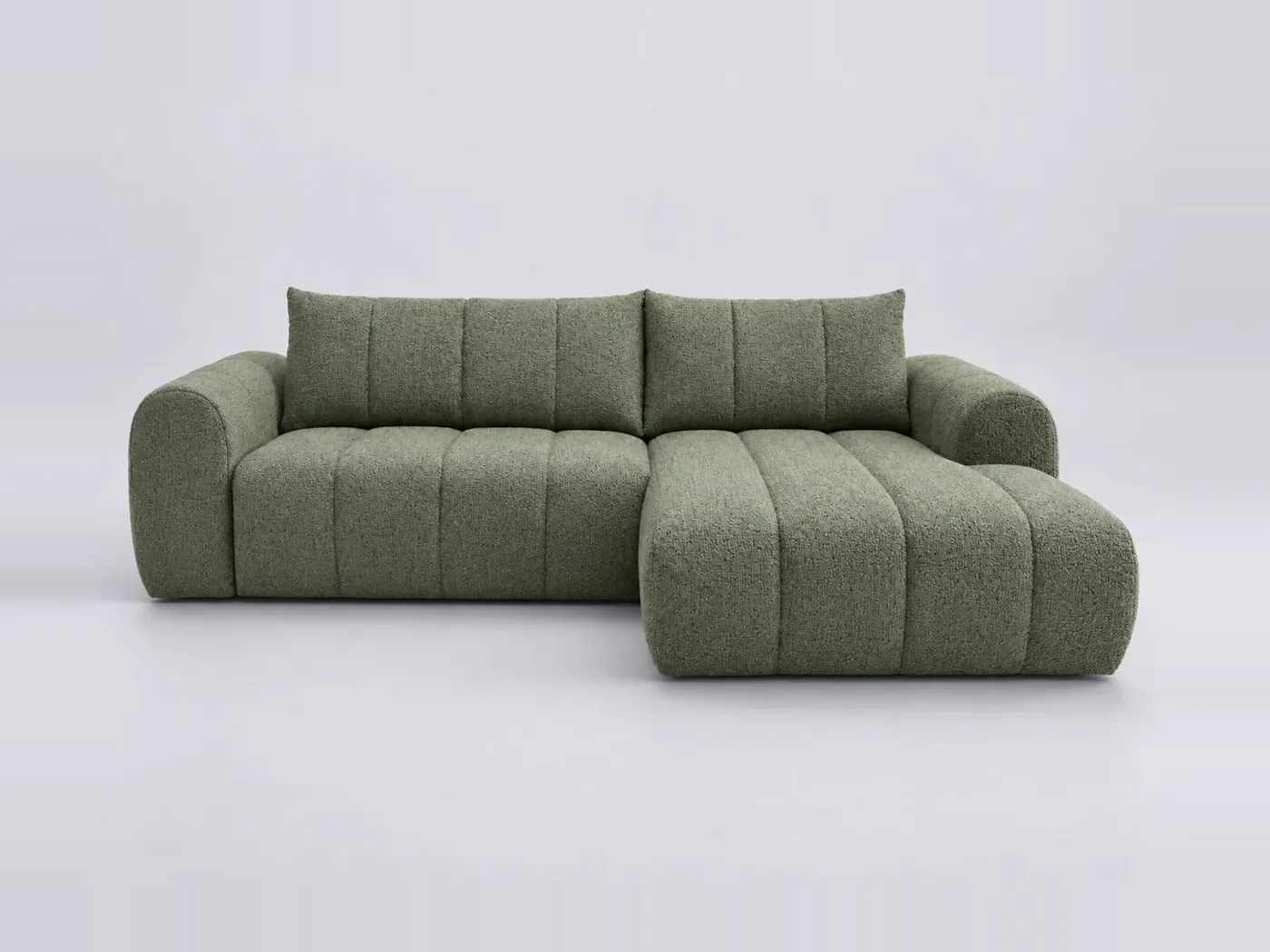 Canapé Nesty Bobochic, 3 places d'angle fixe, coloris vert clair