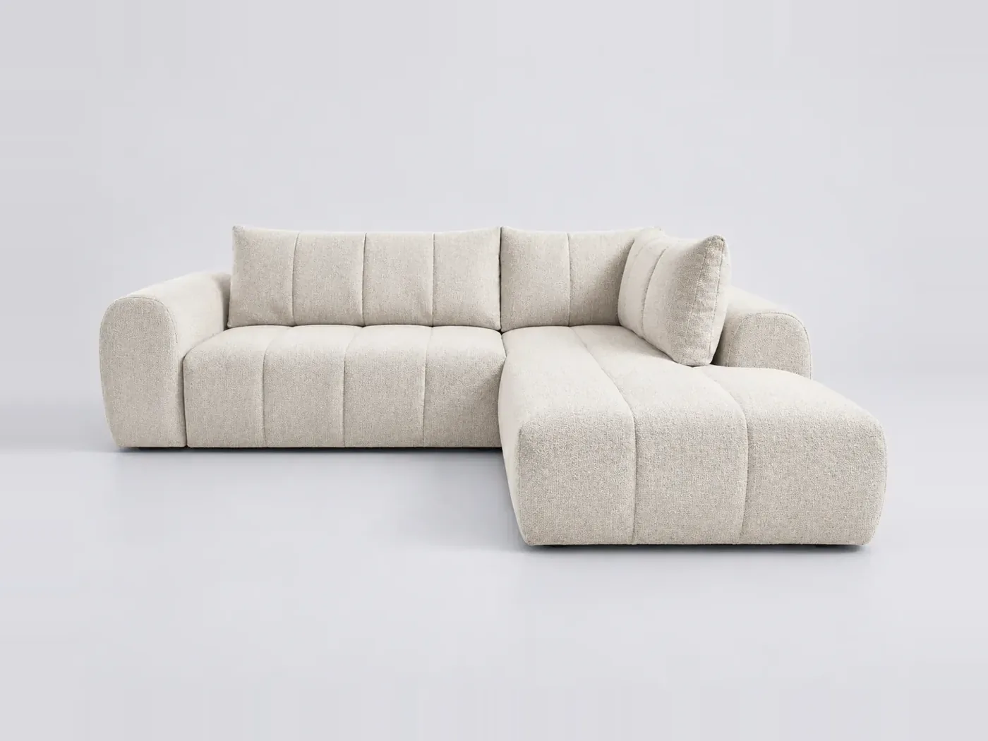 Canapé Nesty Bobochic, 3 places d'angle fixe en L, coloris beige