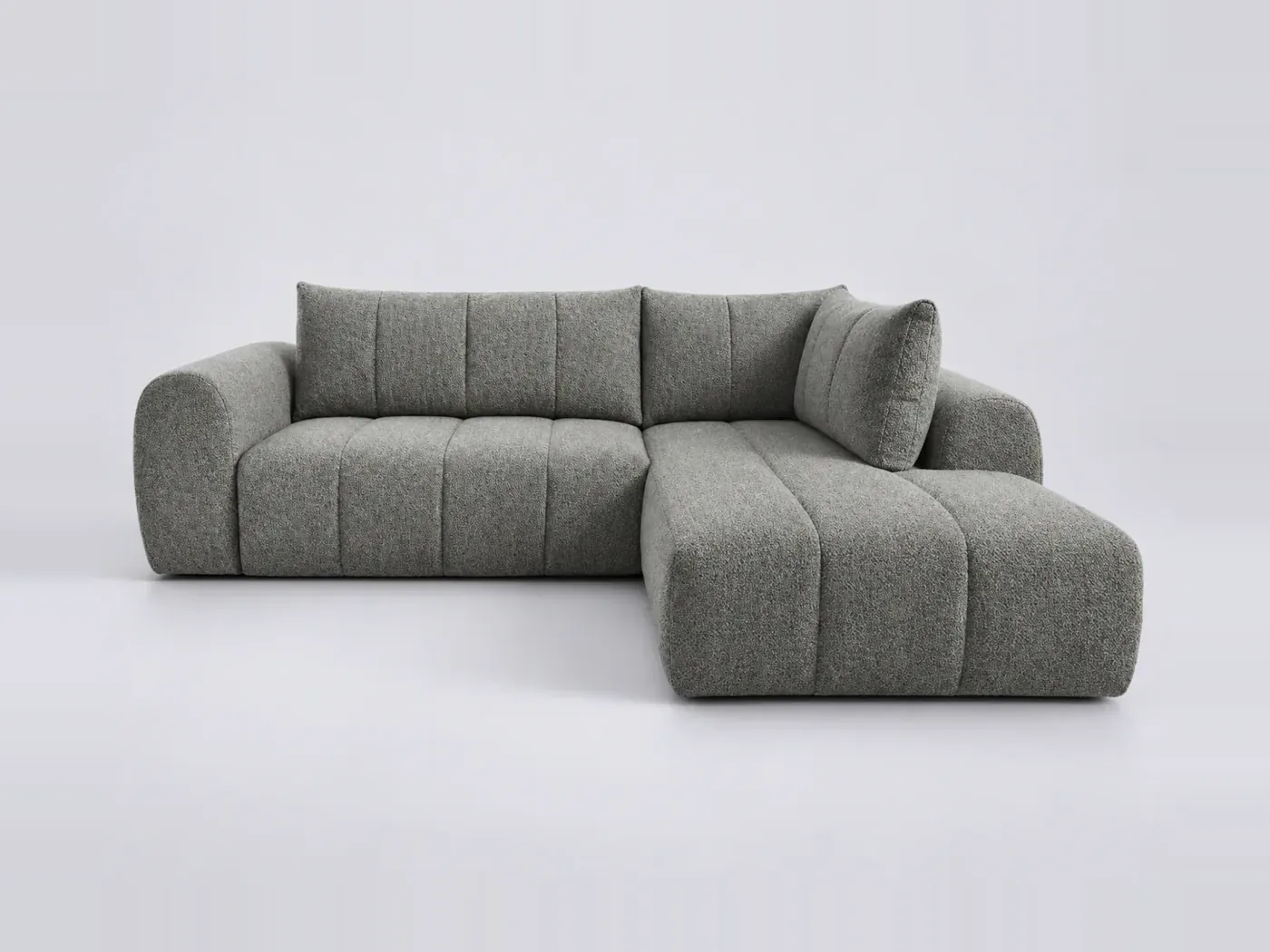 Canapé Nesty Bobochic, 3 places d'angle fixe en L, coloris gris foncé