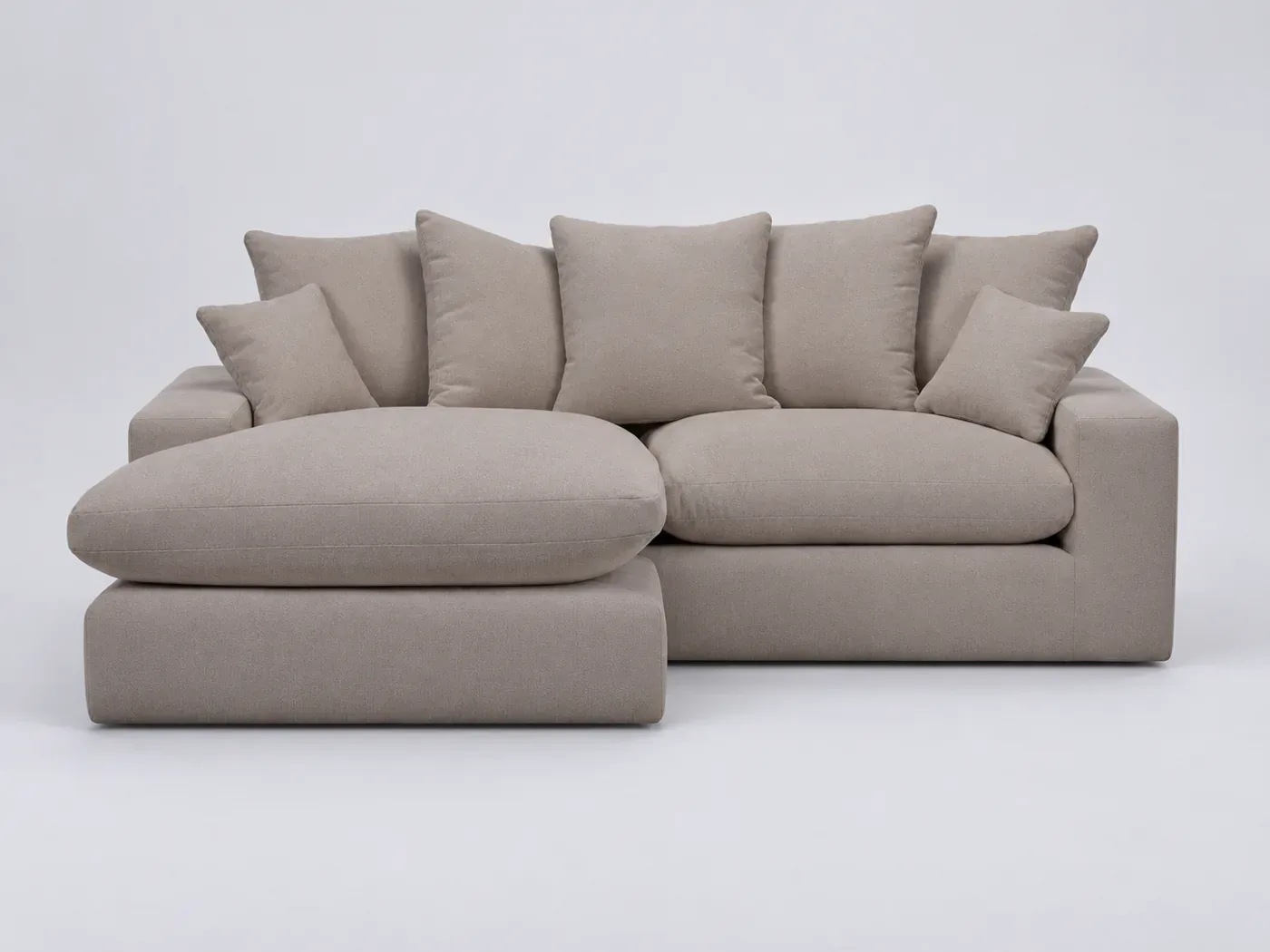 Canapé Nevada Bobochic, 3 places d'angle fixe compact, tissu lisse, coloris beige