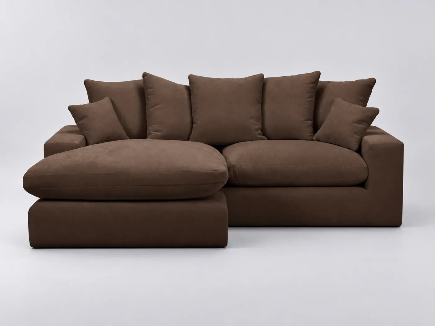 Canapé Nevada Bobochic, 3 places d'angle fixe compact, tissu lisse, coloris marron