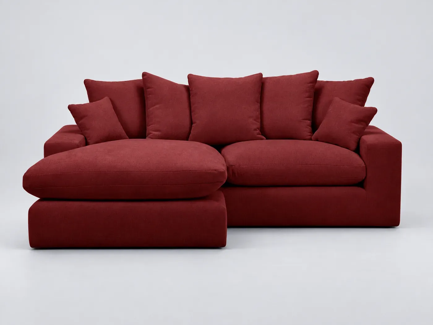 Canapé Nevada Bobochic, 3 places d'angle fixe compact, tissu lisse, coloris rouge