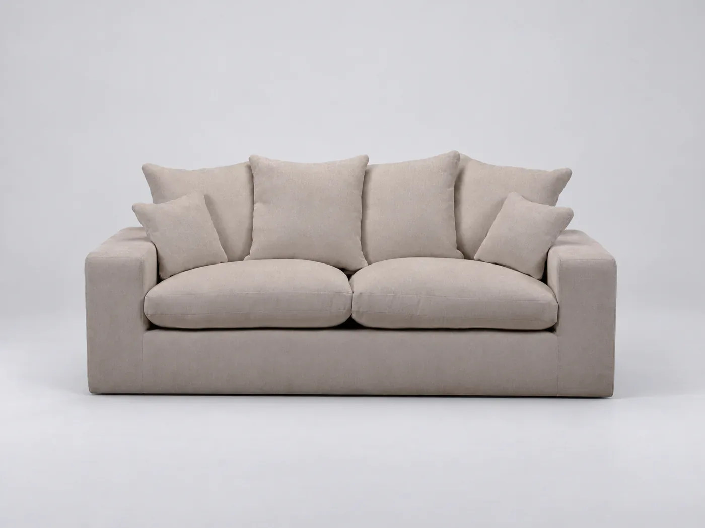 Canapé Nevada Bobochic, 2 places droit fixe, tissu chenille, coloris beige
