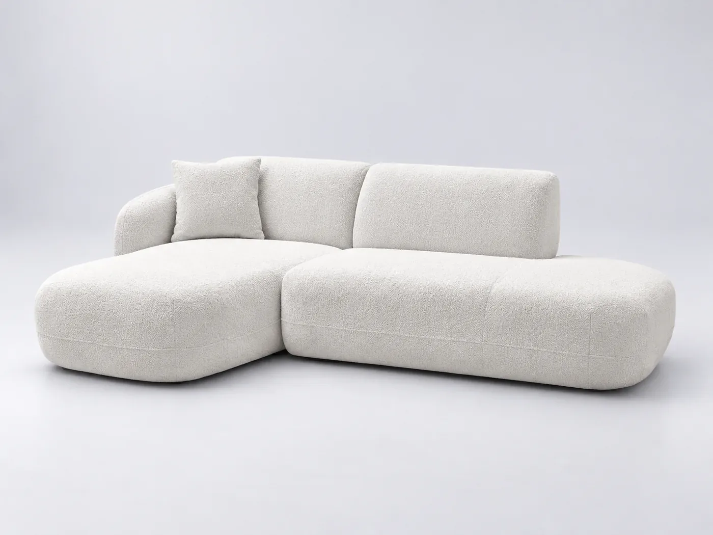 Canapé Anda Bobochic, 3 places d'angle fixe modulable (1 méridienne et 1 chauffeuse), chenille, coloris blanc