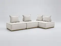 Canapé Elina Bobochic, 4 places d'angle fixe modulable (3 chauffeuses) réversible, coloris blanc