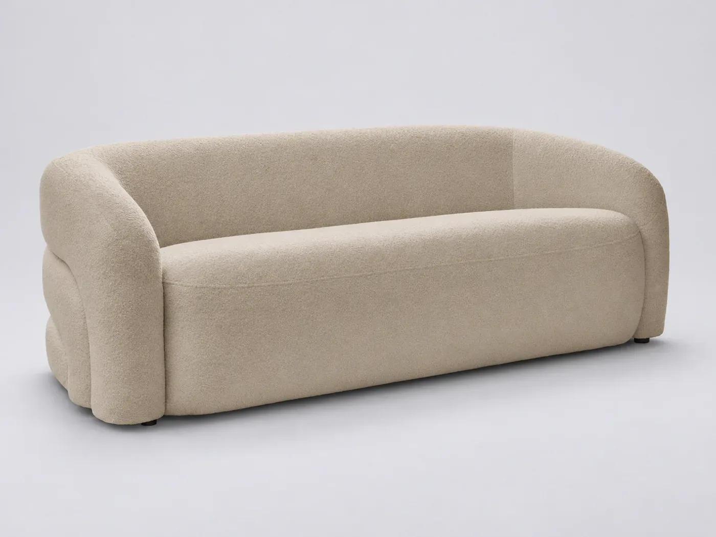 Canapé Elina Bobochic, 3 places droit fixe, bouclette, coloris beige