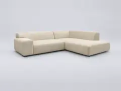 Canapé Lavena Bobochic, 4 places d'angle fixe compact, velours, coloris beige