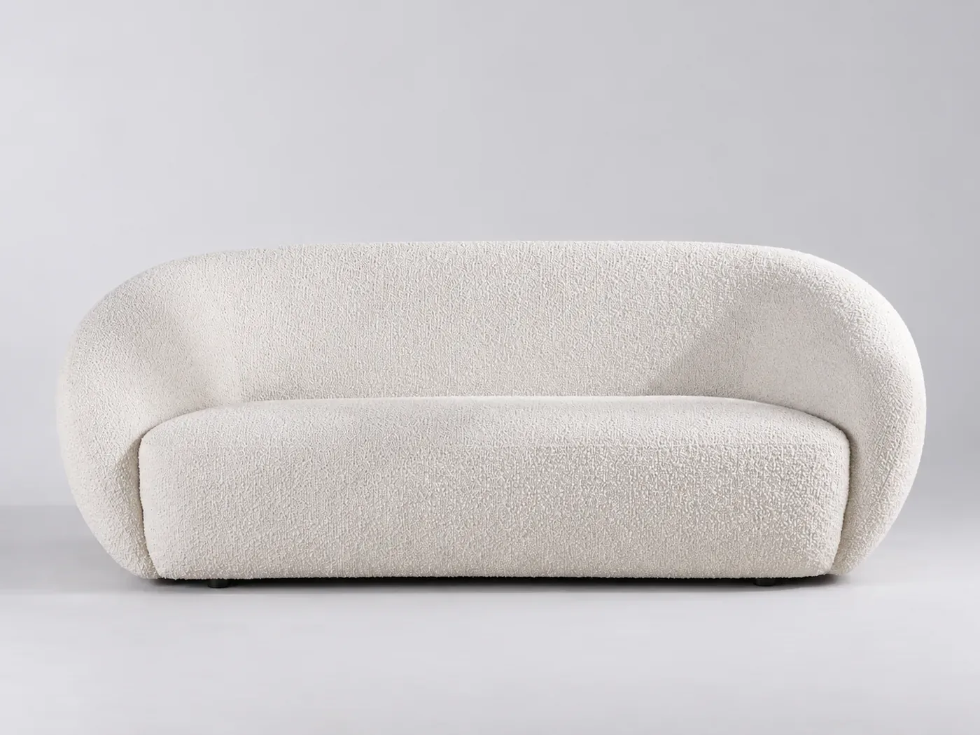 Canapé Mallow Maisons du Monde, 3 places droit fixe, bouclette, coloris ecrues