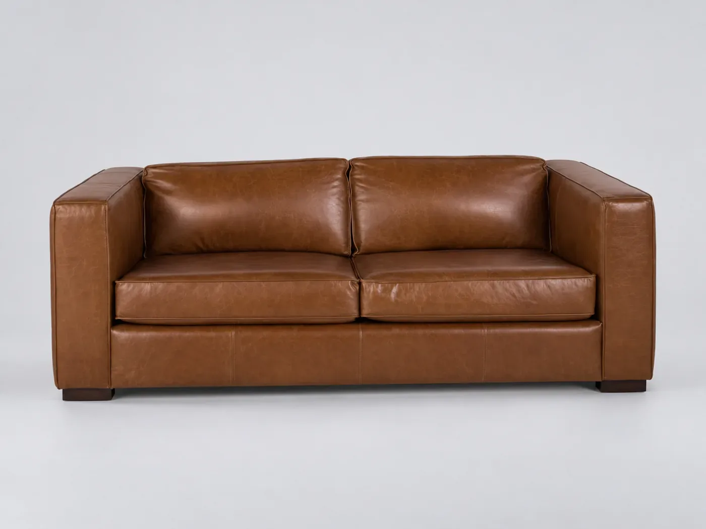 Canapé Berlin Maisons du Monde, 3 places droit convertible, cuir, coloris de vachette marron