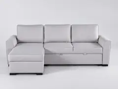 Canapé Montreal Maisons du Monde, 3 places d'angle convertible, coton, coloris gris clair