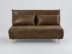 Canapé Nio Maisons du Monde, 2 places droit convertible, suédine, coloris marron