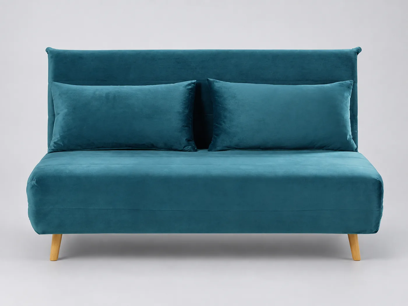 Canapé Nio Maisons du Monde, 2 places droit convertible, velours, coloris bleu pétrole