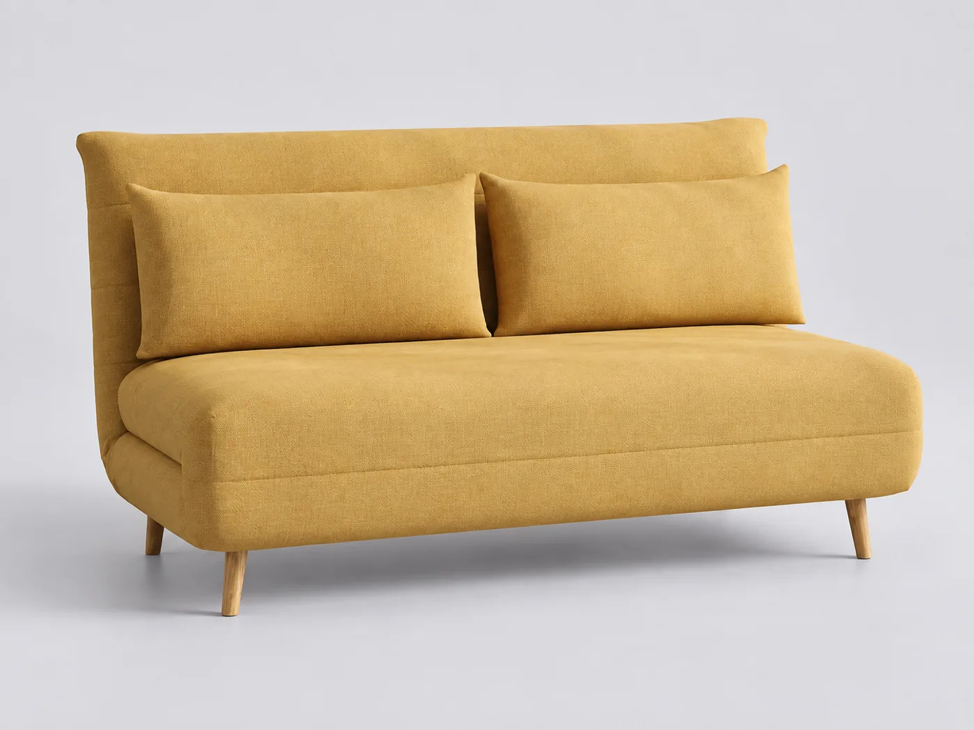 Canapé Nio Maisons du Monde, 2 places droit convertible, velours, coloris jaune moutarde
