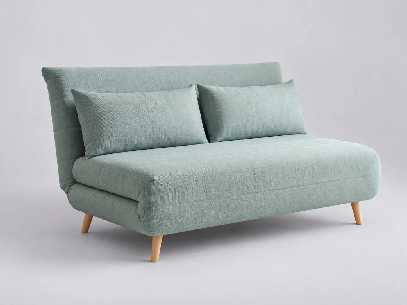Canapé Nio Maisons du Monde, 2 places droit convertible, velours, coloris vert d'eau