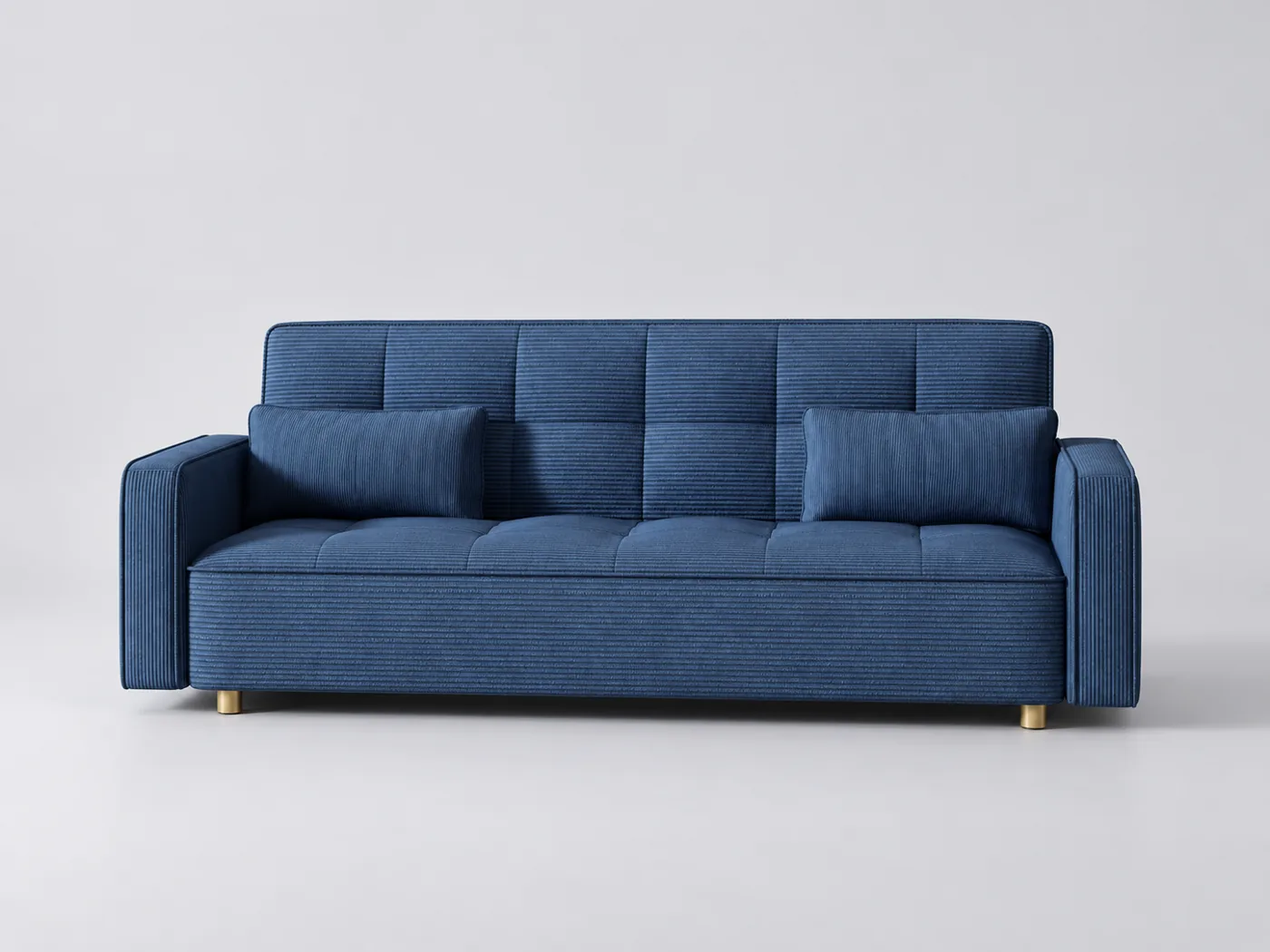 Canapé Copenhague Concept Usine, 3 places droit convertible, velours côtelé, coloris bleu