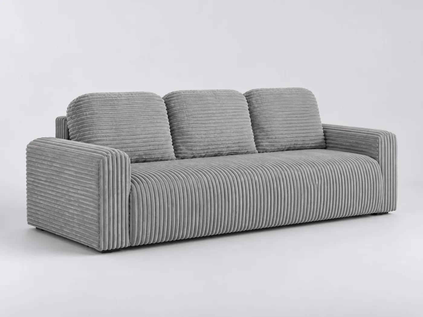 Canapé Elvis Maisons du Monde, 3 places droit convertible, velours côtelé, coloris gris clair