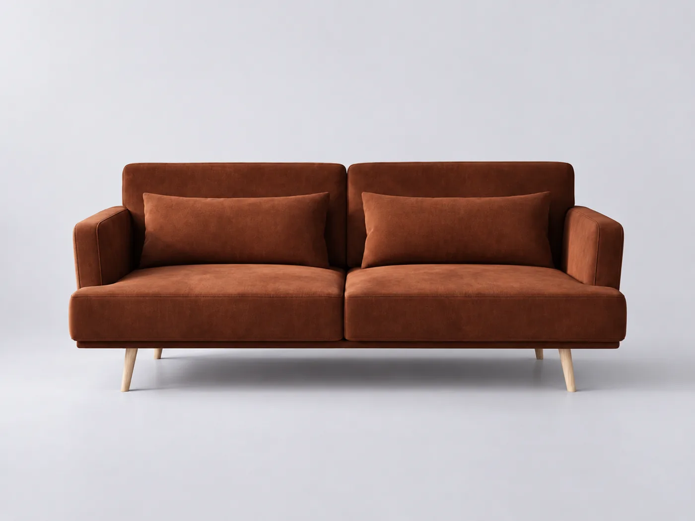 Canapé Elvis Maisons du Monde, 3 places droit convertible, velours, coloris marron écureuil