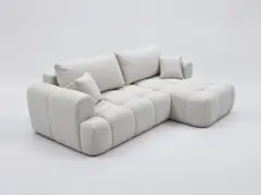 Canapé Cloud Maisons du Monde, 4 places d'angle convertible, coloris bouclette beige angle droit