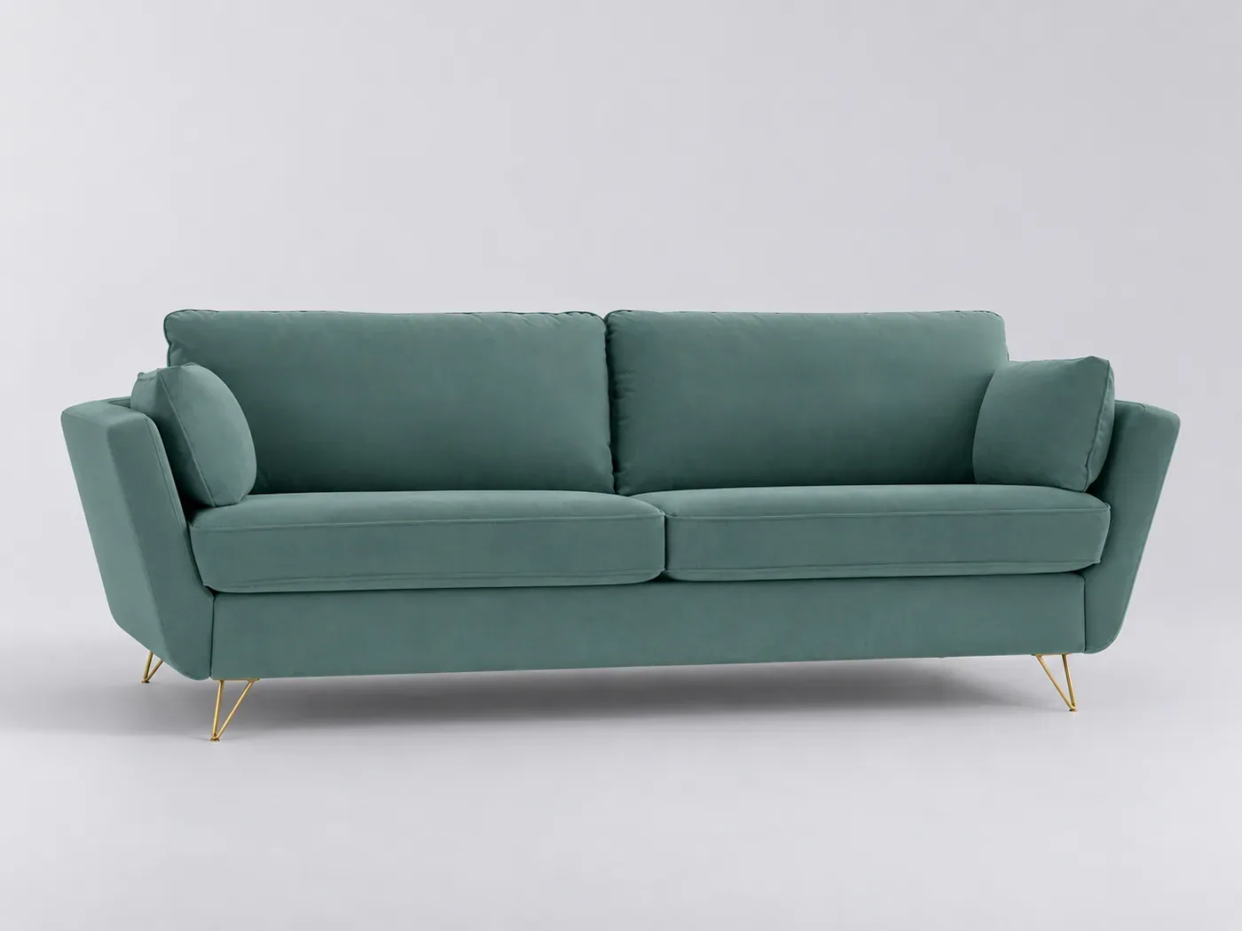 Canapé Topim La Redoute, 4 places droit convertible, velours, coloris eucalyptus