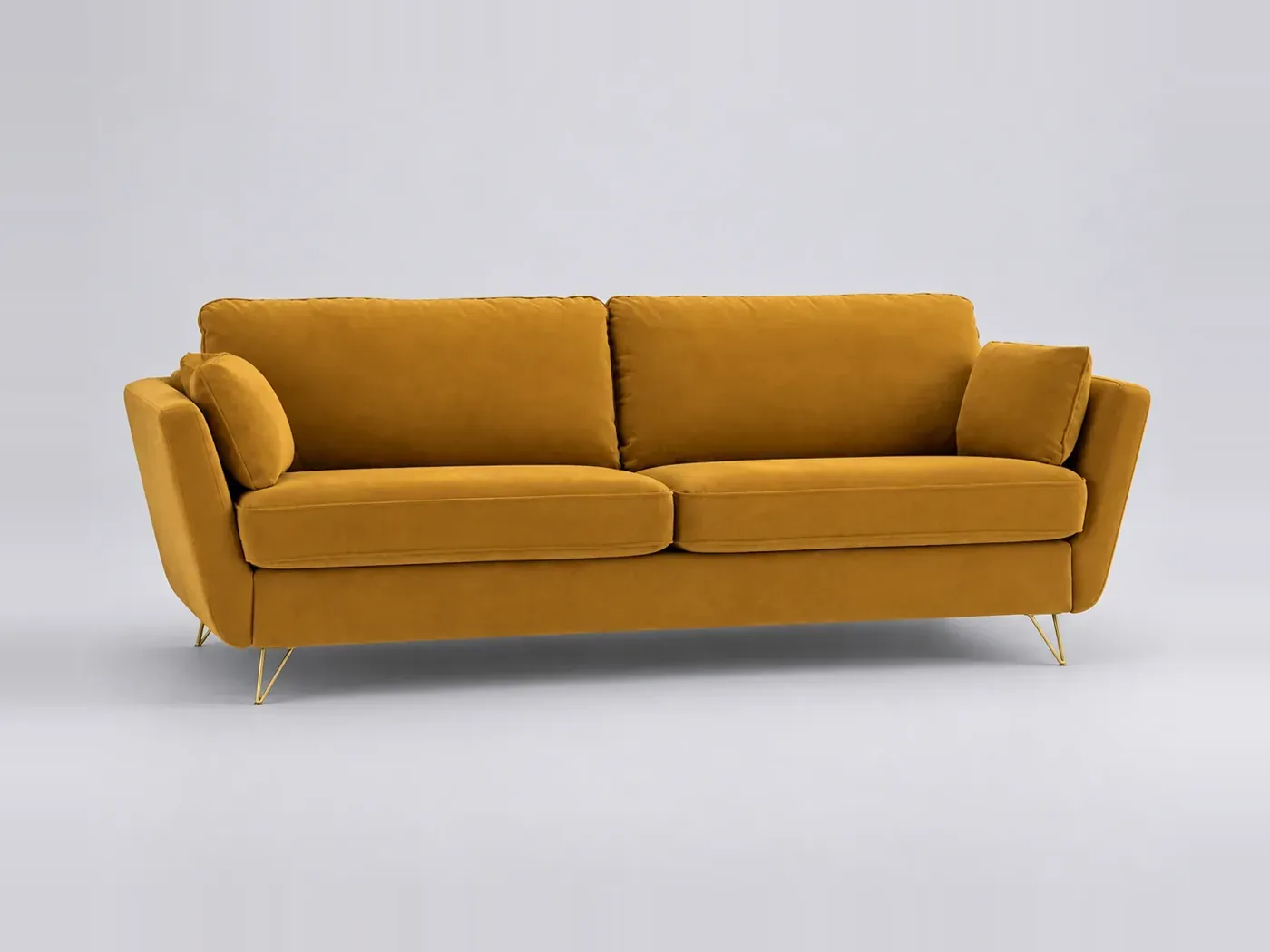 Canapé Topim La Redoute, 4 places droit convertible, velours, coloris ocre