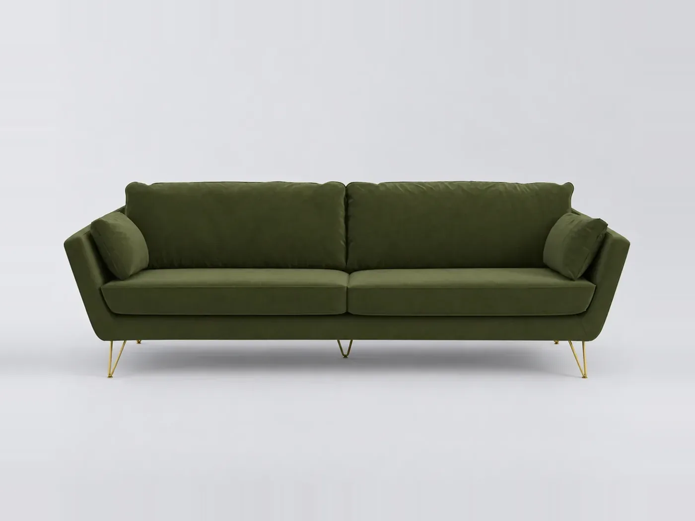 Canapé Topim La Redoute, 3 places droit fixe, velours, coloris olive