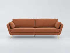 Canapé Topim La Redoute, 3 places droit fixe, velours, coloris tabac