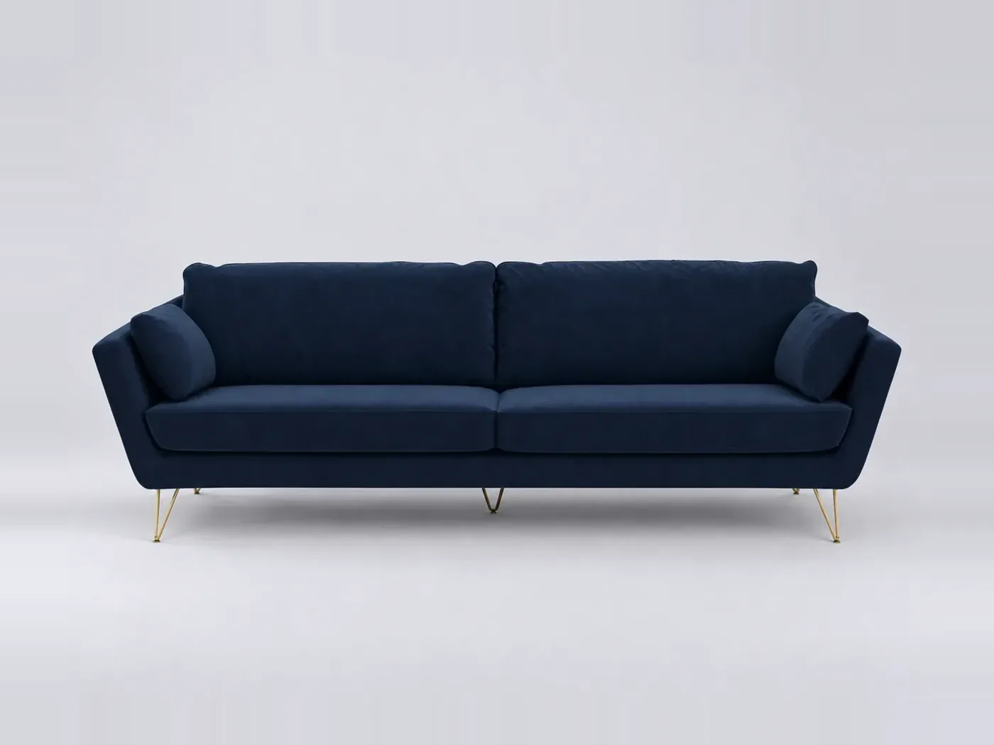 Canapé Topim La Redoute, 4 places droit fixe, velours, coloris bleu nuit