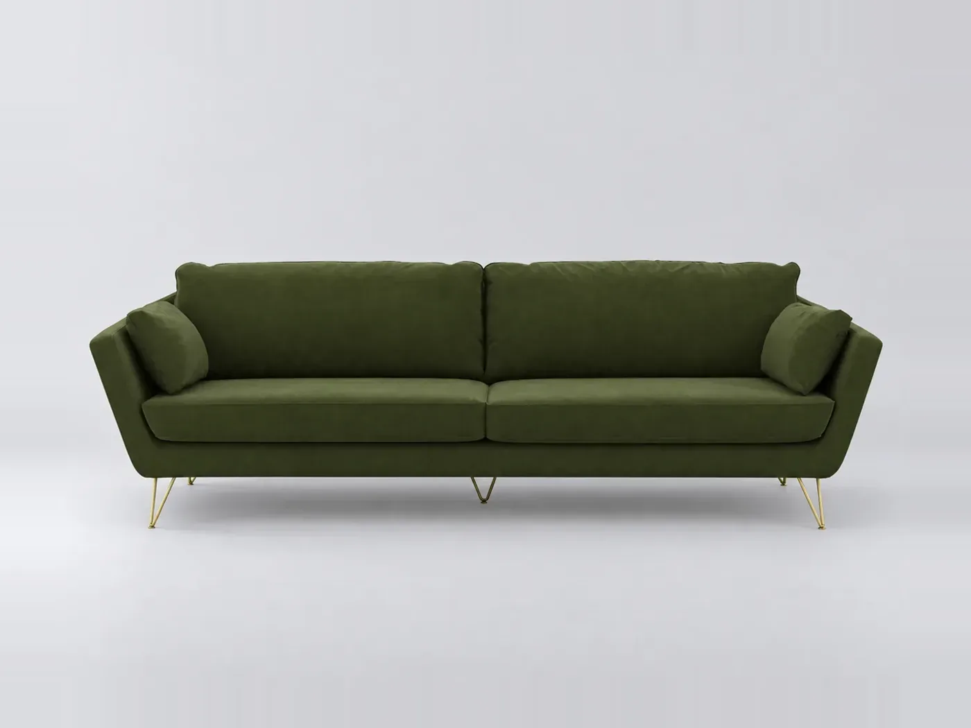 Canapé Topim La Redoute, 4 places droit fixe, velours, coloris olive