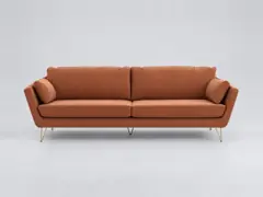 Canapé Topim La Redoute, 5 places droit fixe, velours, coloris tabac