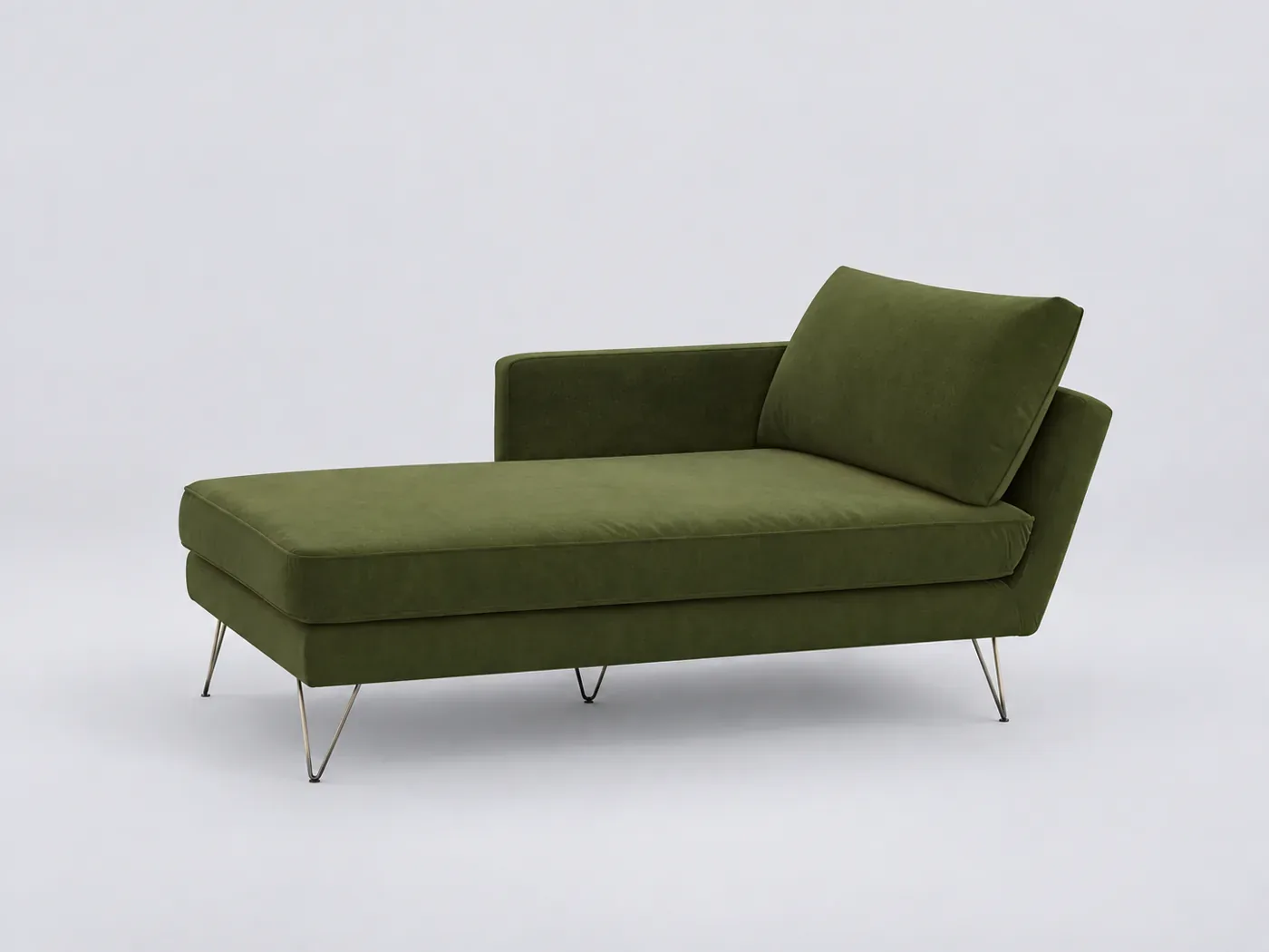 Canapé Topim La Redoute, méridienne seule, velours, coloris olive