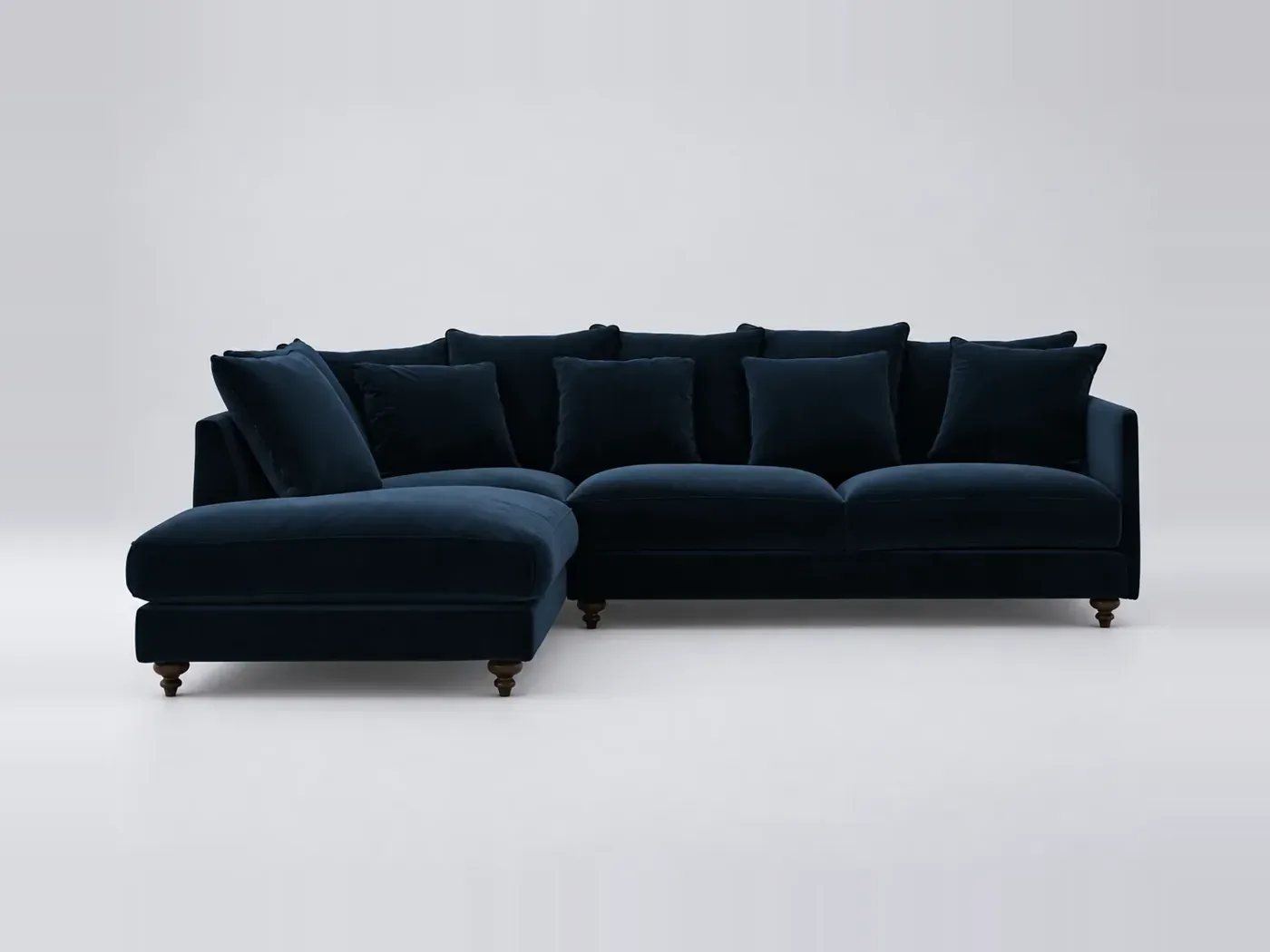 Canapé Lazare La Redoute, d'angle convertible, velours, coloris bleu nuit