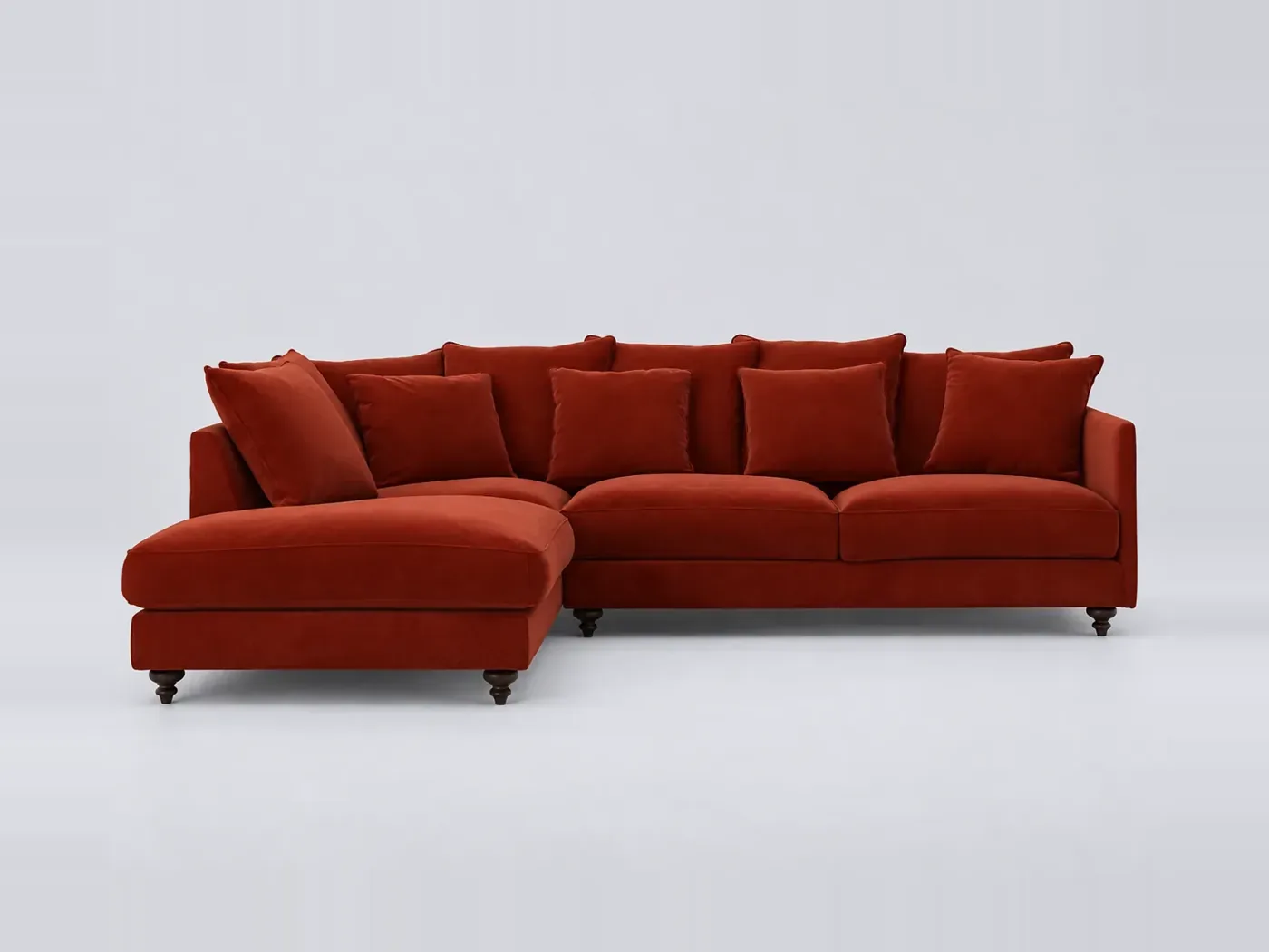 Canapé Lazare La Redoute, d'angle convertible, velours, coloris rouge cinabre